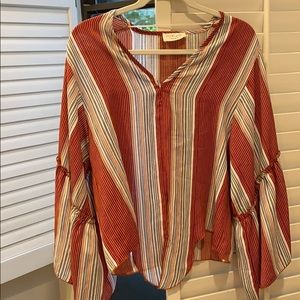 Red, white & blue tunic with flared sleeves